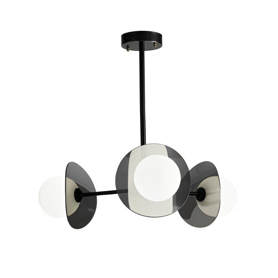 Round Electroplated Glass Piece Copper Black Modern Chandelier