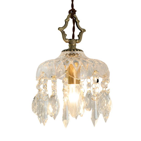 Retro Glass Crystal LED Gold Modern Pendant Light