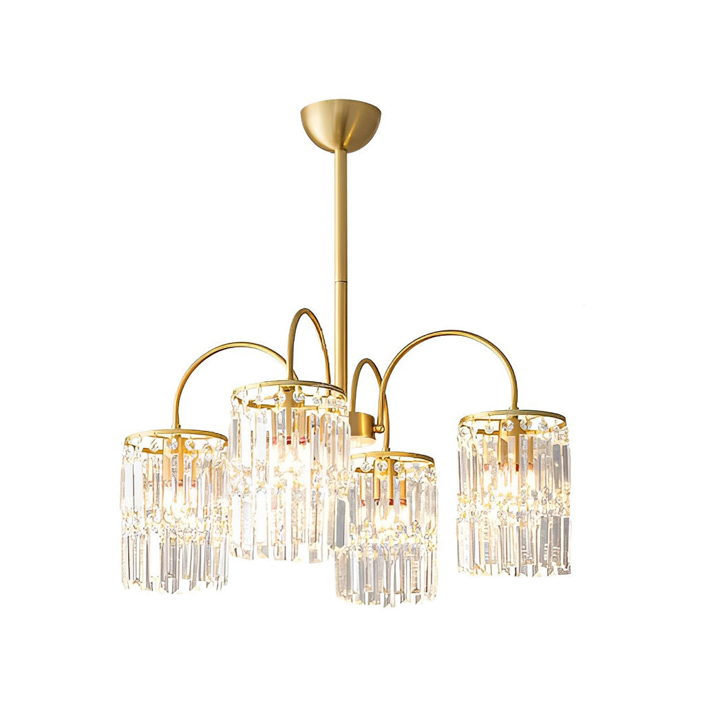 Crystal Shade Copper Curved Arms Luxury Post Modern Chandelier