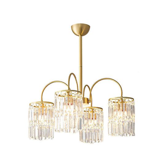 Crystal Shade Copper Curved Arms Luxury Post Modern Chandelier