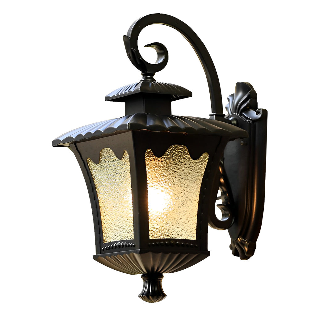 Retro Glass Lantern LED Outdoor Waterproof Wall Lamp