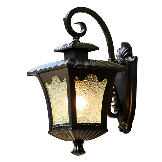 Retro Glass Lantern LED Outdoor Waterproof Wall Lamp