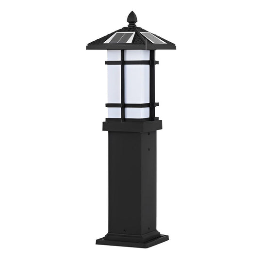 Modern Solar LED Bollard Lights with Ancient Asian Style Top – Waterproof Outdoor Light