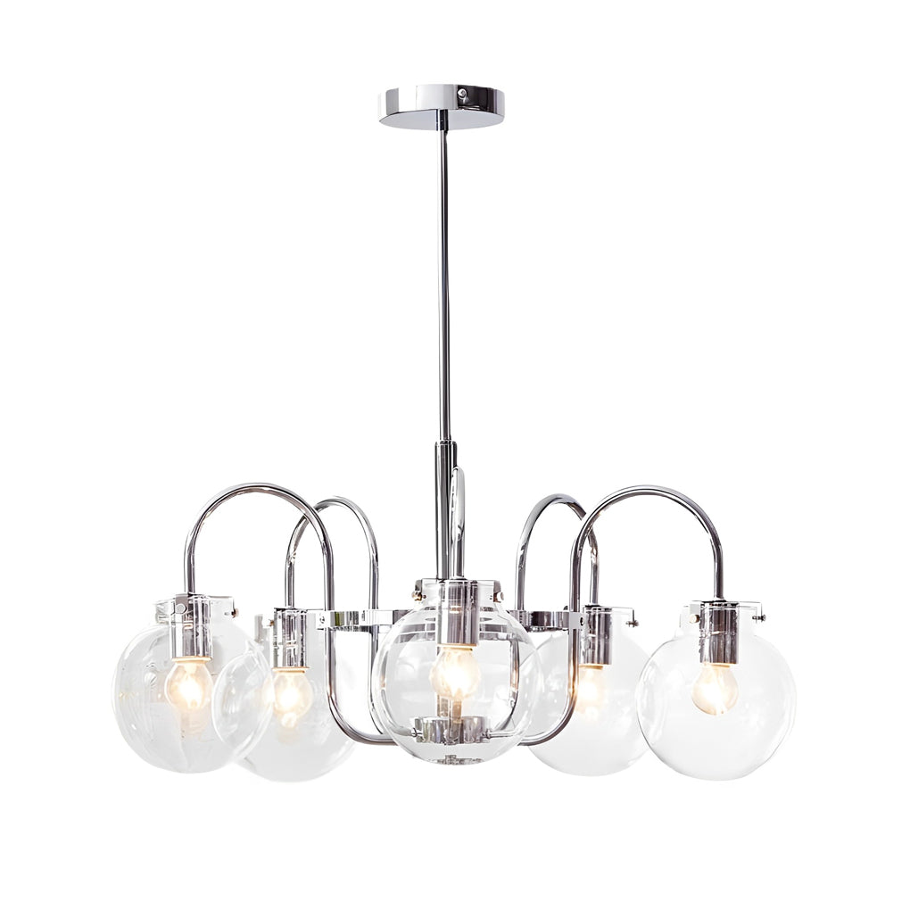 4 or 5 Lights Glass Ball Curved Iron Arm Nordic Chandelier