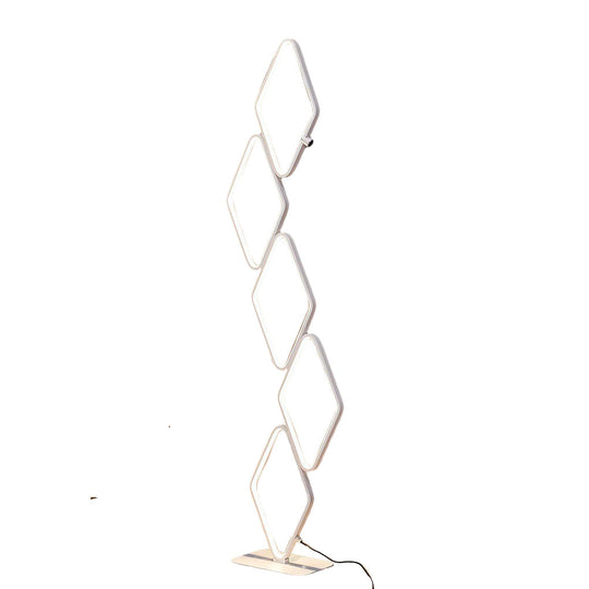 Modern Metal Square Stacked LED Floor Lamp – 5-Tier Design with Touch Control