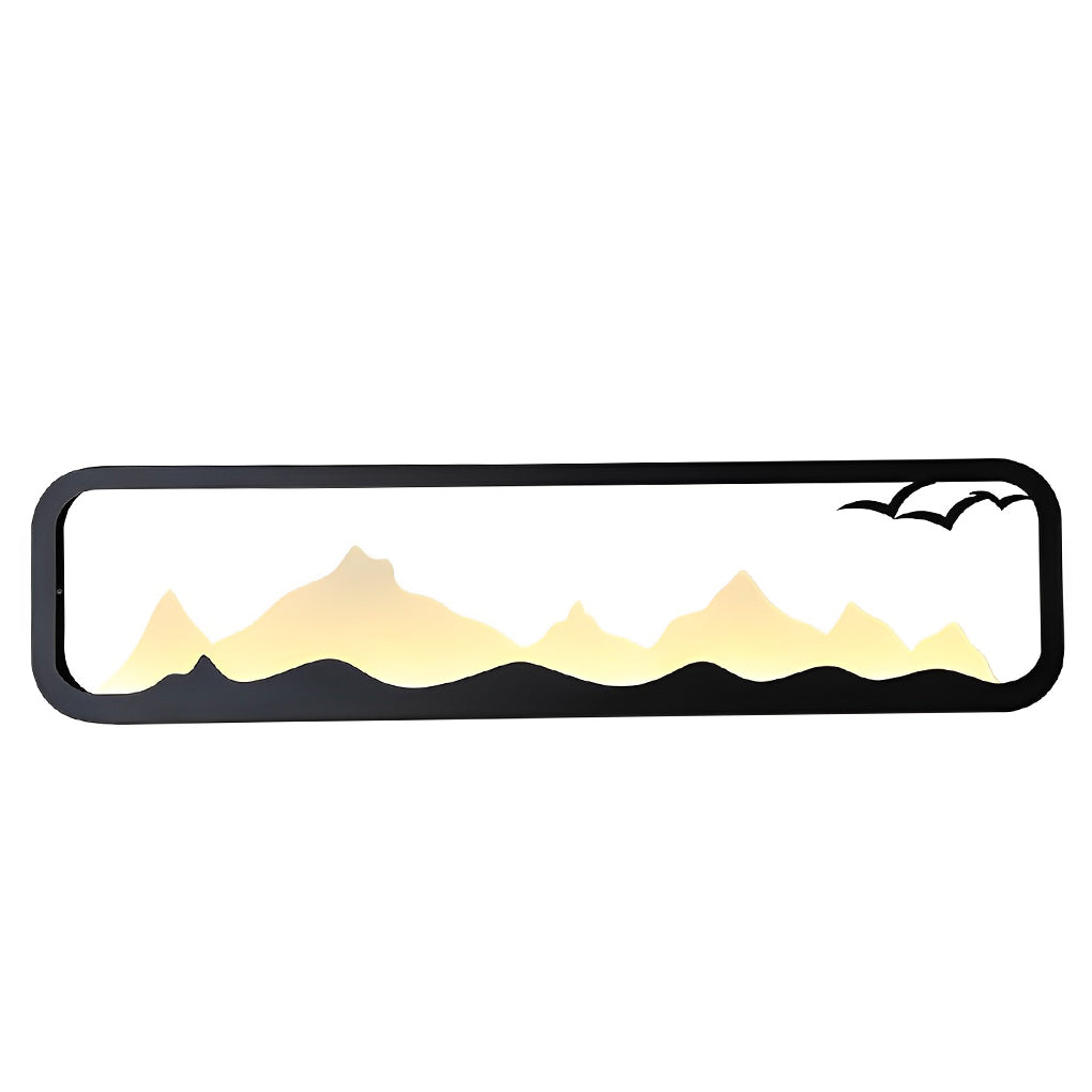 Rectangular Mountain Scenery LED Waterproof Outdoor Wall Lamp