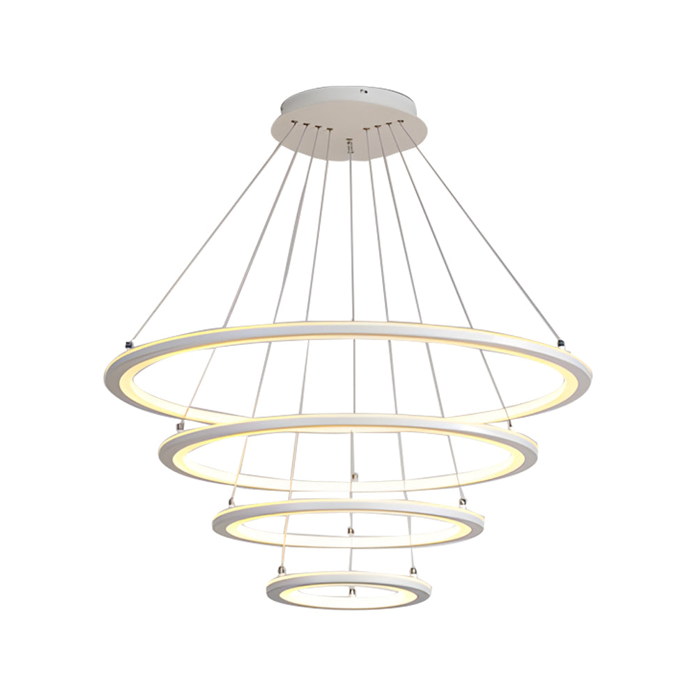 4-Rings LED Mid-Century Modern Chandelier with Remote Control