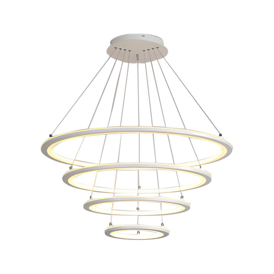 4-Rings LED Mid-Century Modern Chandelier with Remote Control