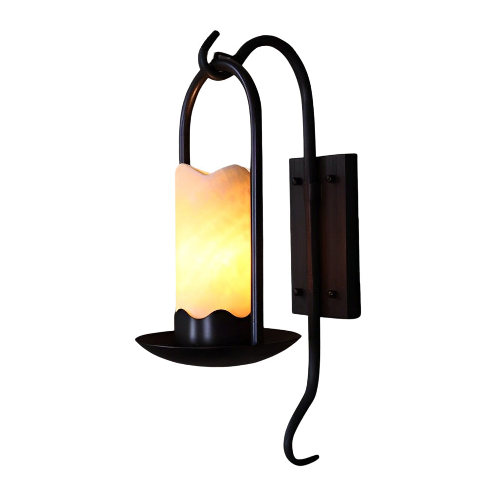 Retro Candlestick Black Iron LED Wall Lamp