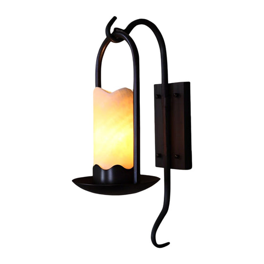 Retro Candlestick Black Iron LED Wall Lamp