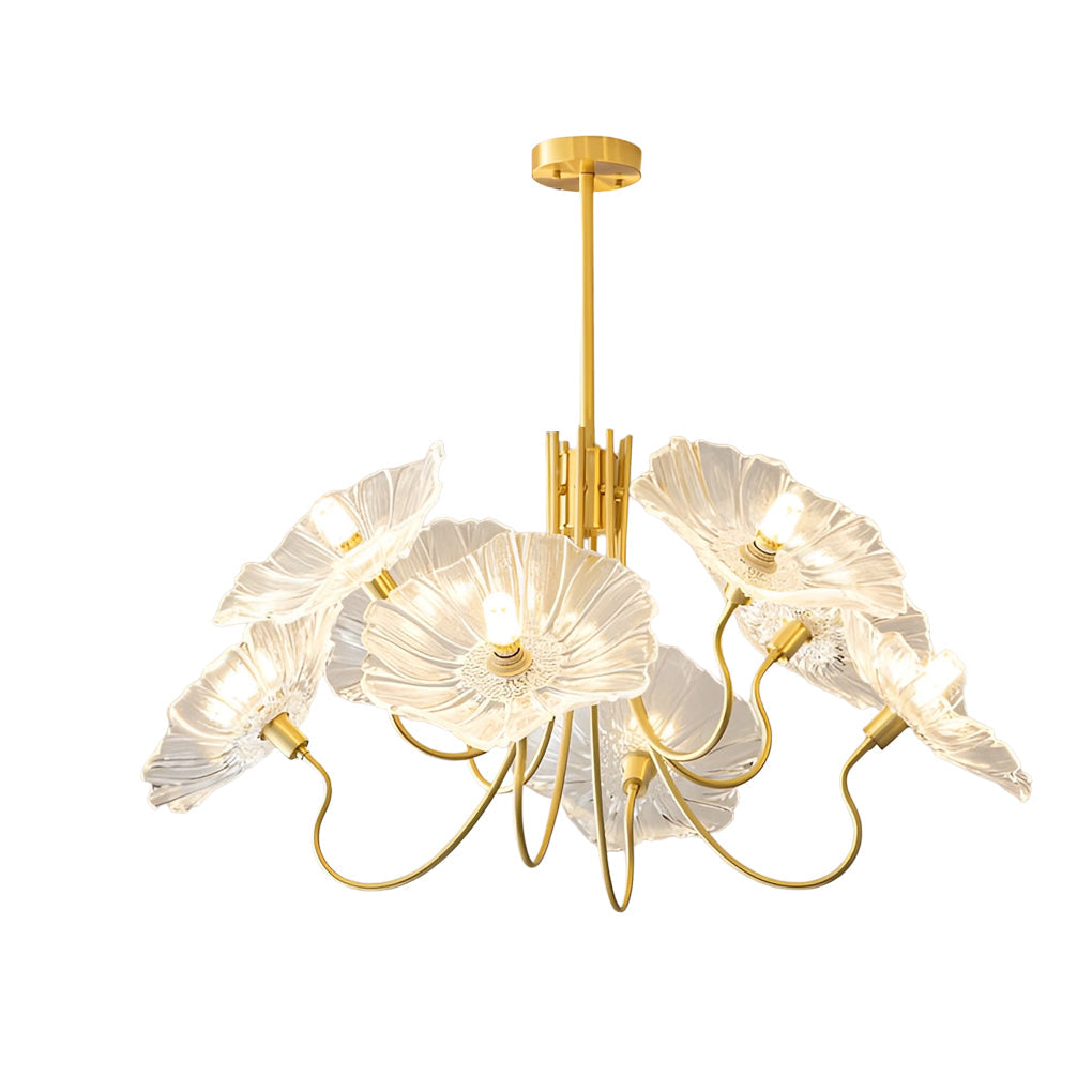 Personalized Flowers Glass Shades Copper Modern Minimalist Chandelier