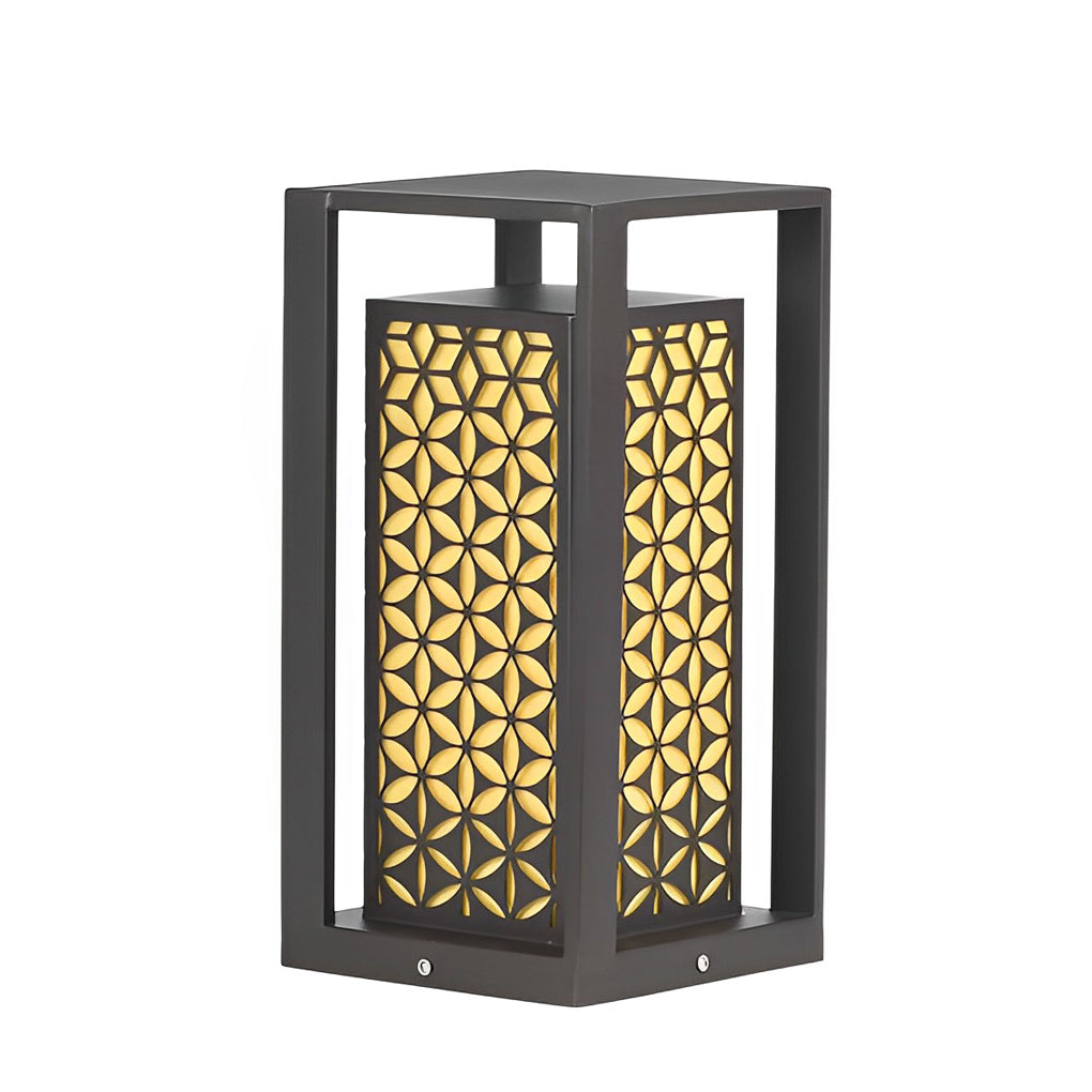 Floral Pattern Black LED Outdoor Lawn Pathway Light