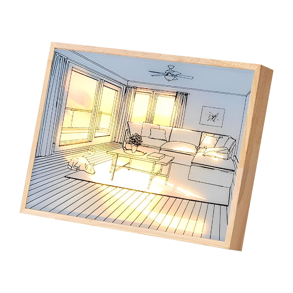Wooden Frame Touch Control Dimmable LED Night Light