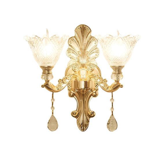 2 Lights Flowers Crystal Glass European-Style Wall Lamp
