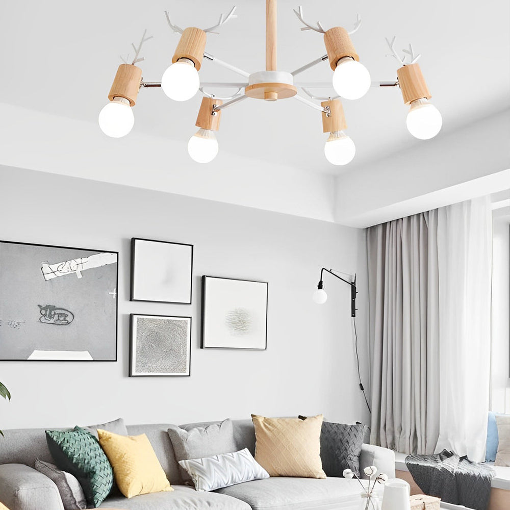 6 Light Antlers Shaped LED Nordic Chandelier Ceiling Light