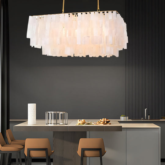 Traditional Classic Metal Capiz Shell Chandelier with 3 LED Bulbs