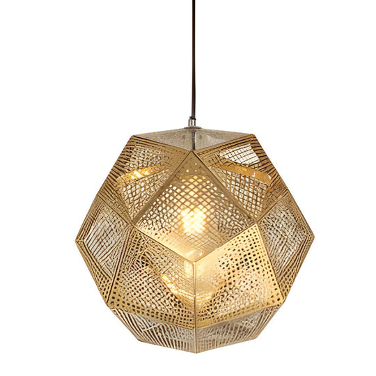 Geometric Round – Electroplated Metal Postmodern Pendant Light Chandelier