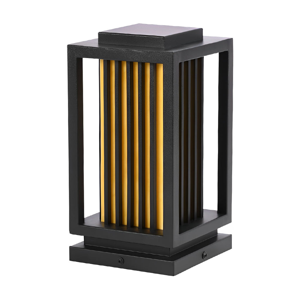 Modern Black LED Cage Pathway Lawn Lights Waterproof Outdoor Lamps