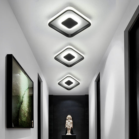 Dual Square LED Black Modern Flush Mount Ceiling Light