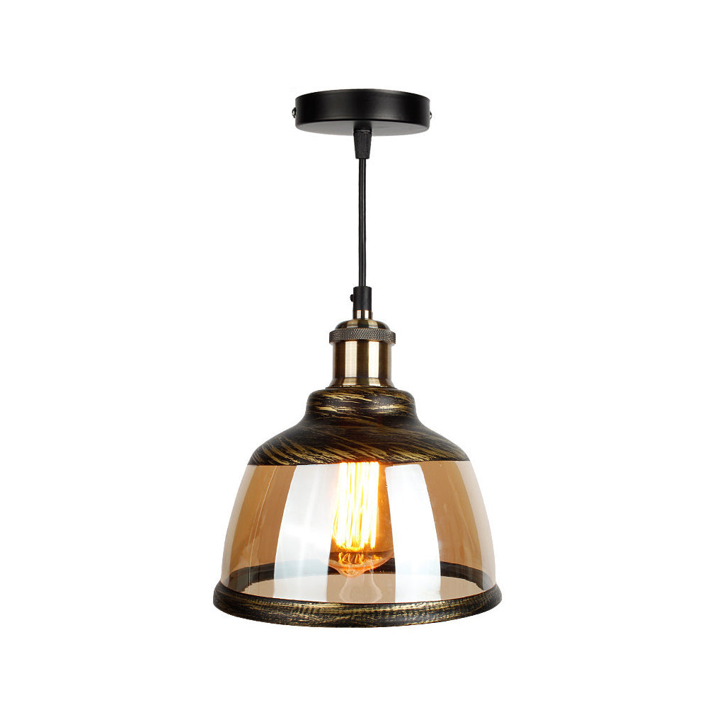 Green Bronze Glass Antique Industrial Style Pendant Light