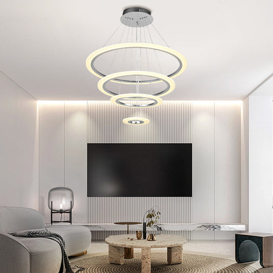 Adjustable 4 Rings LED Modern Chandelier Pendant Lighting