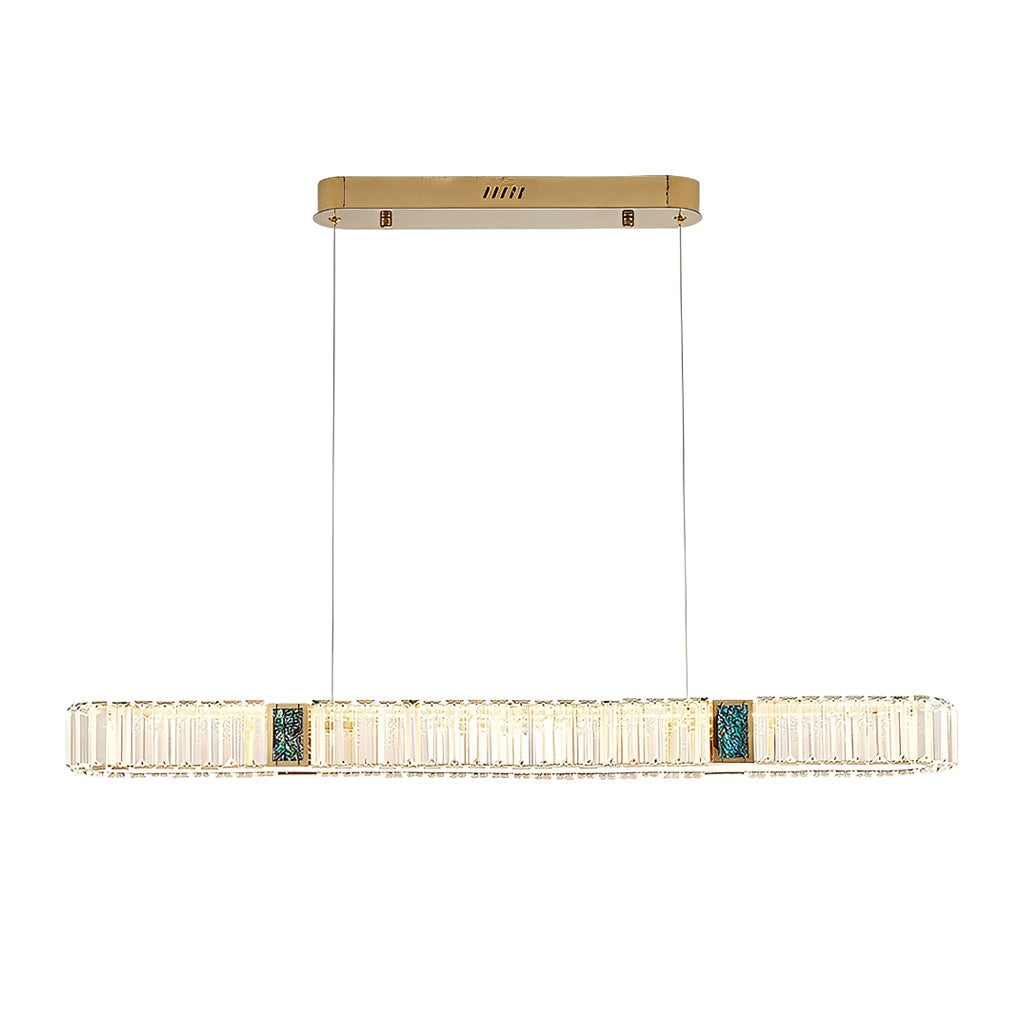 Gold Oval Stepless Dimming Crystal Chandelier Ceiling Light