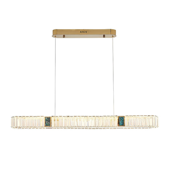 Gold Oval Stepless Dimming Crystal Chandelier Ceiling Light