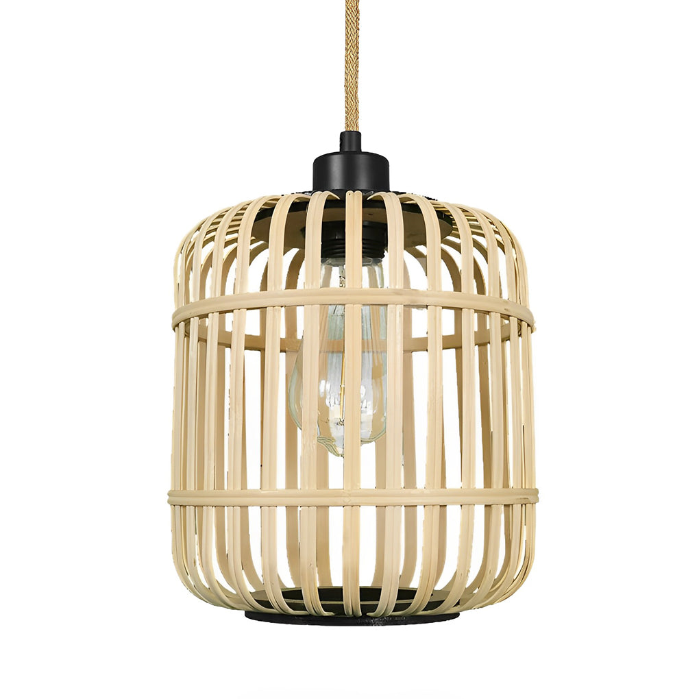 Handmade Rattan Lantern Shape Minimalist Japanese Style Pendant Light