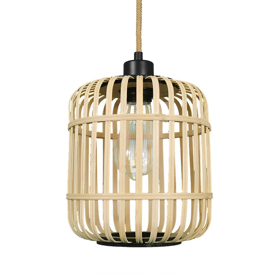 Handmade Rattan Lantern Shape Minimalist Japanese Style Pendant Light