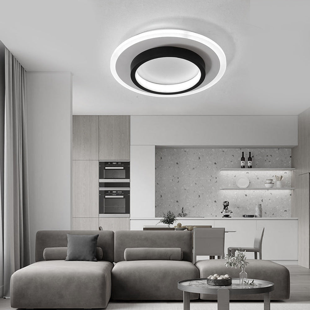 2-Light Circular LED Flush Mount Ceiling Light