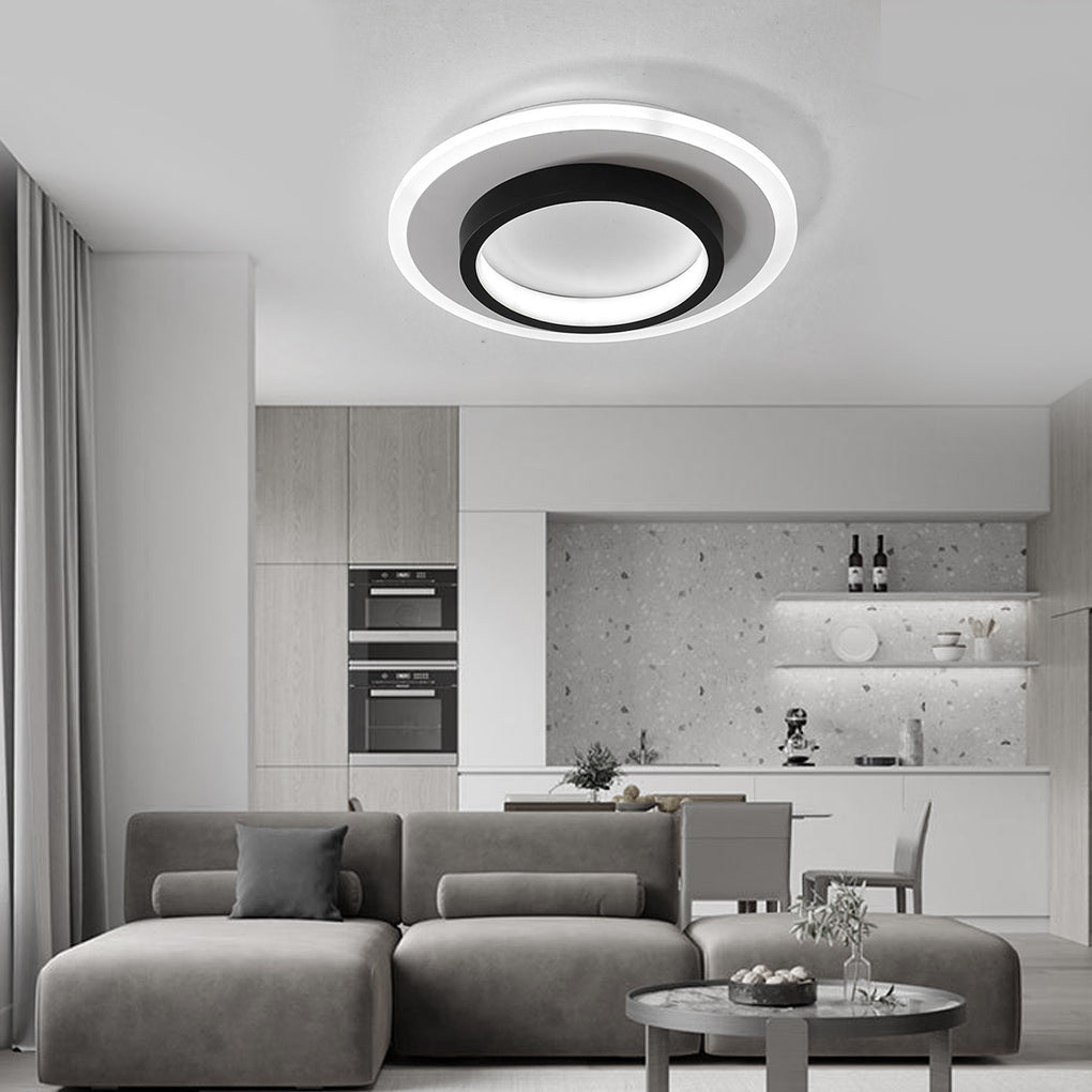 2-Light Circular LED Flush Mount Ceiling Light