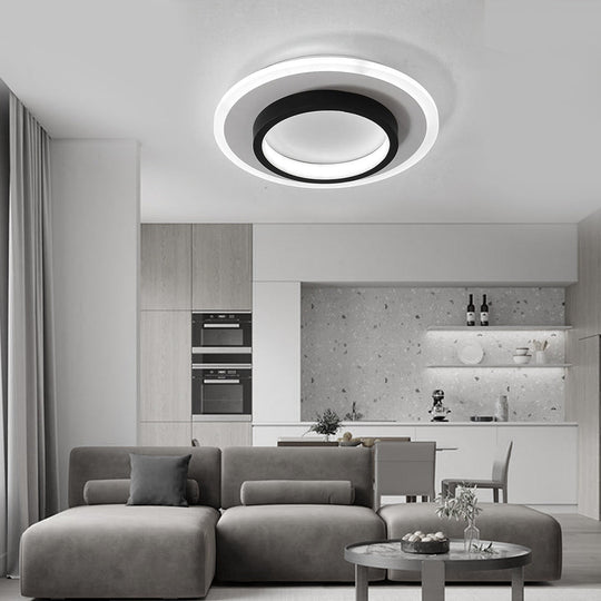 2-Light Circular LED Flush Mount Ceiling Light