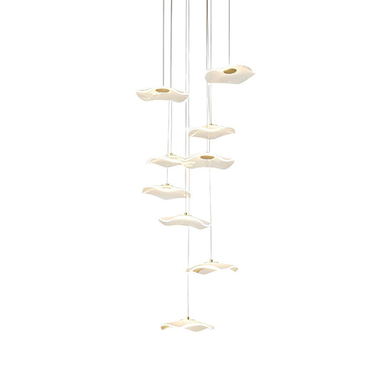 Small Acrylic Lotus Leaves LED Creative Modern Staircase Chandelier