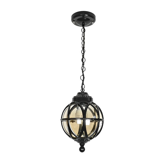 European Retro Pendant Aluminum Glass Outdoor Ceiling Light