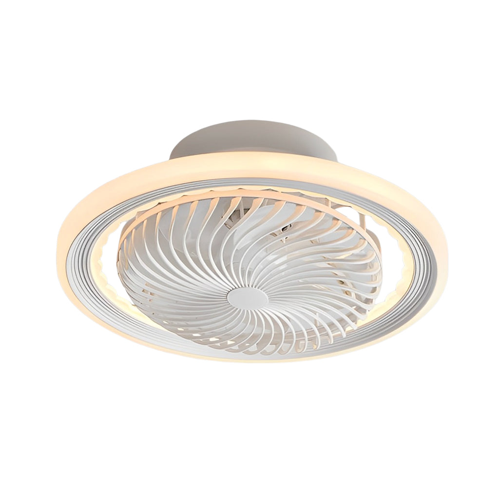 Round Bladeless Ceiling Fan with 3-Step Dimmable LED and Silent Airflow