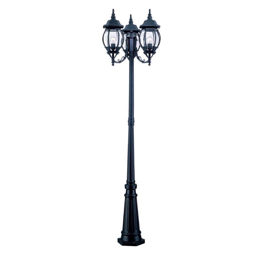Waterproof 3-Light Black European Style Outdoor Garden Lamp Post