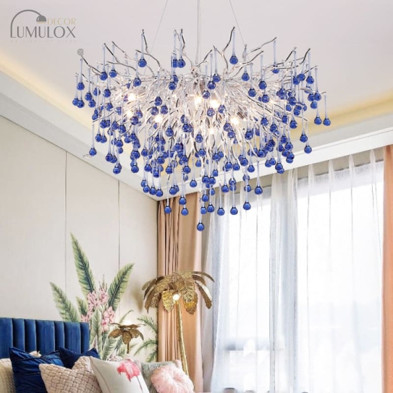 Creative Tree Branch LED Chandelier – Lovely Pink & Blue Pendant Light for Bedrooms