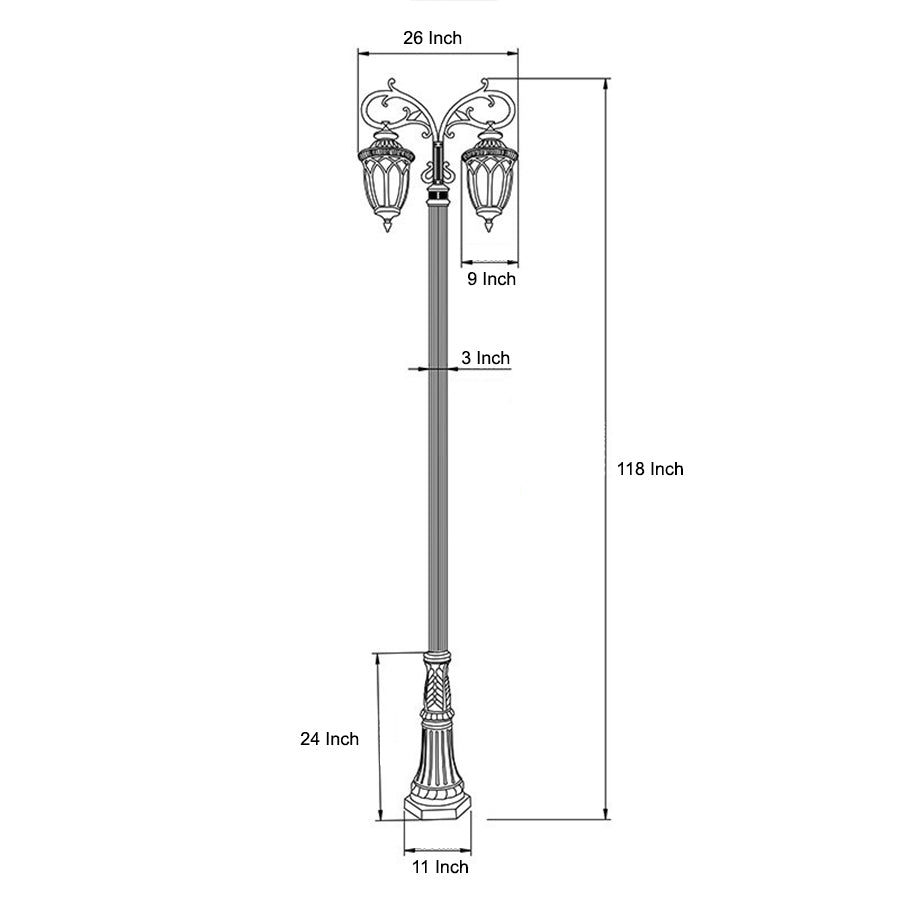 2-Head Aluminum Waterproof LED European Style Street Light – 118''