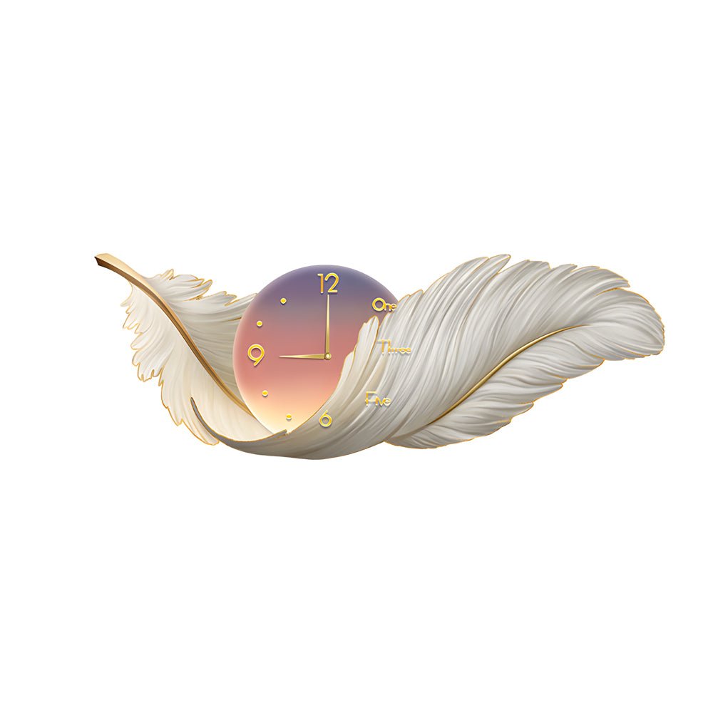 2-in-1 Feather Painting LED Wall Lamp with Clock