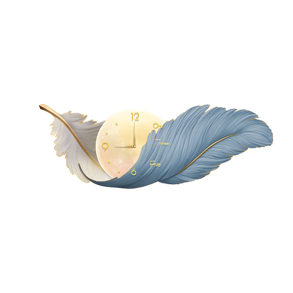 2-in-1 Feather Painting LED Wall Lamp with Clock