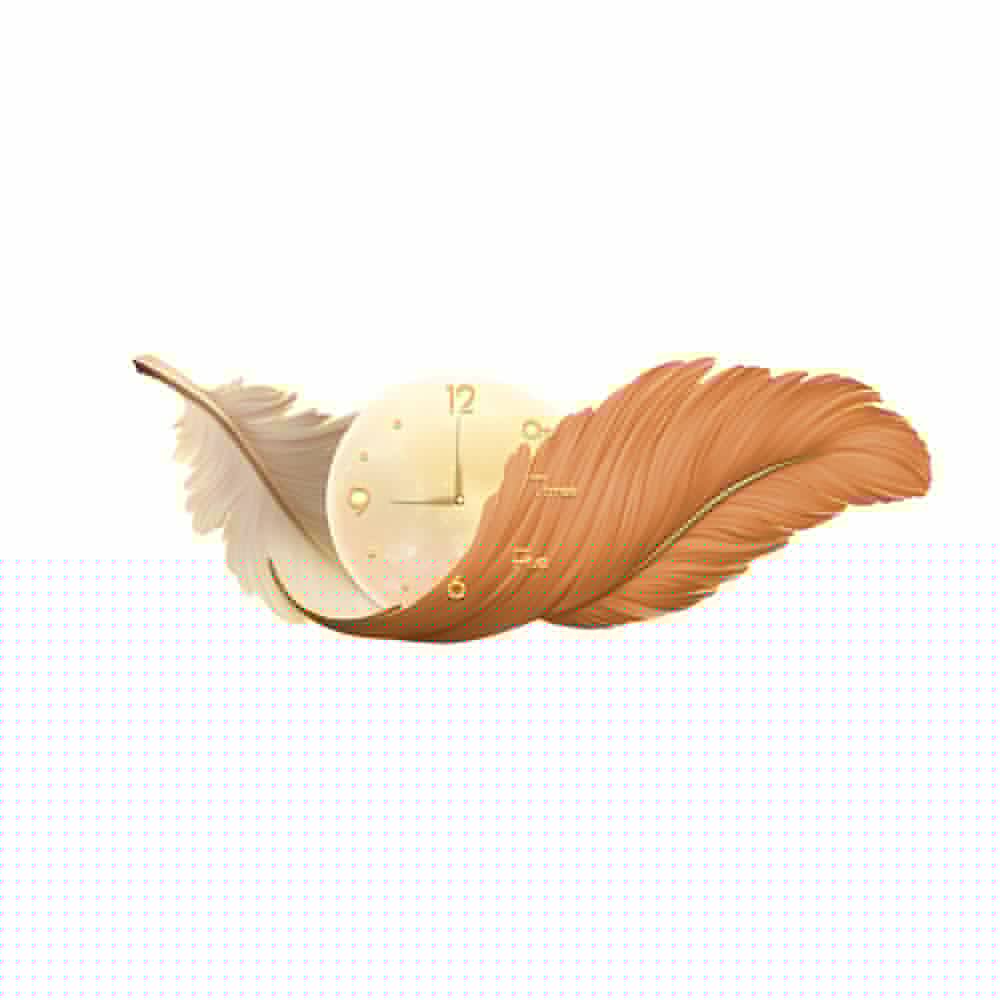 2-in-1 Feather Painting LED Wall Lamp with Clock