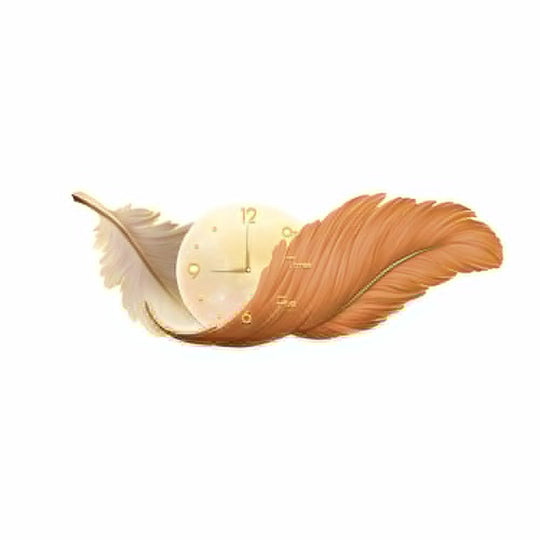 2-in-1 Feather Painting LED Wall Lamp with Clock