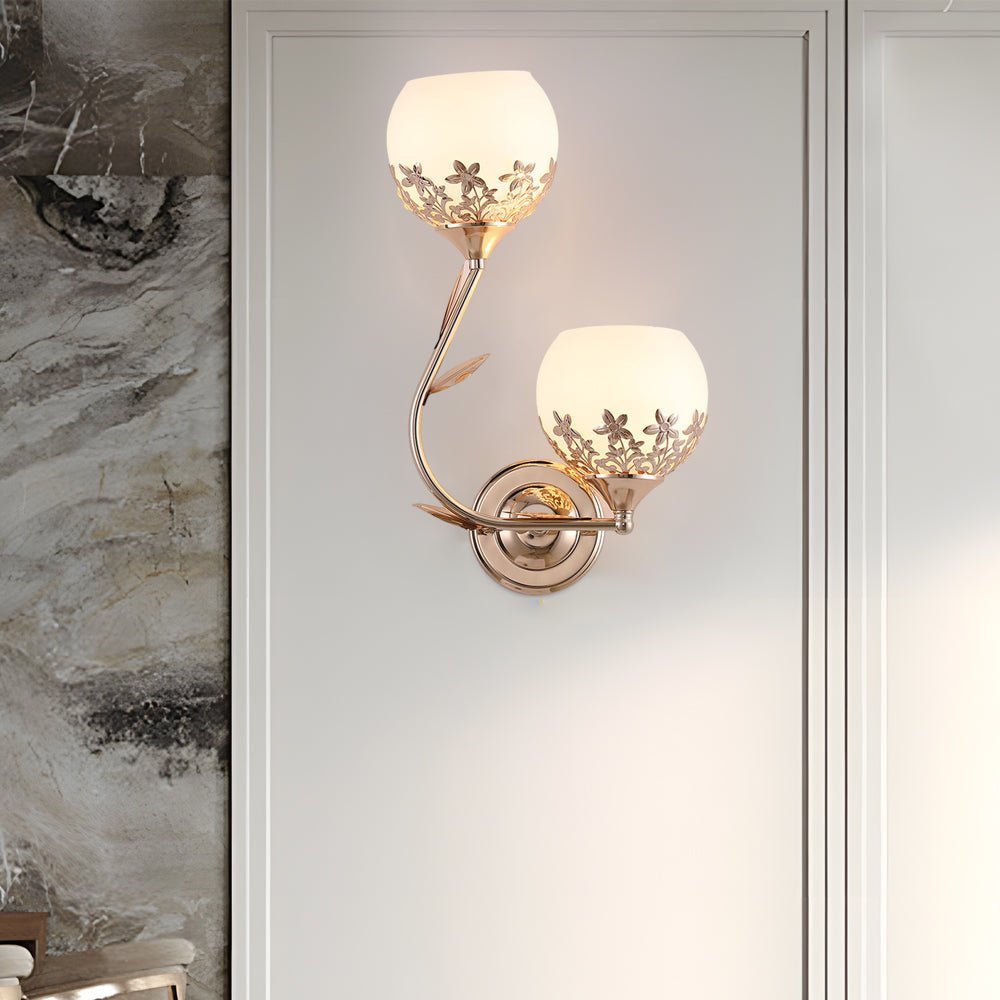 2-Light Glass Flower LED European Style Wall Sconce