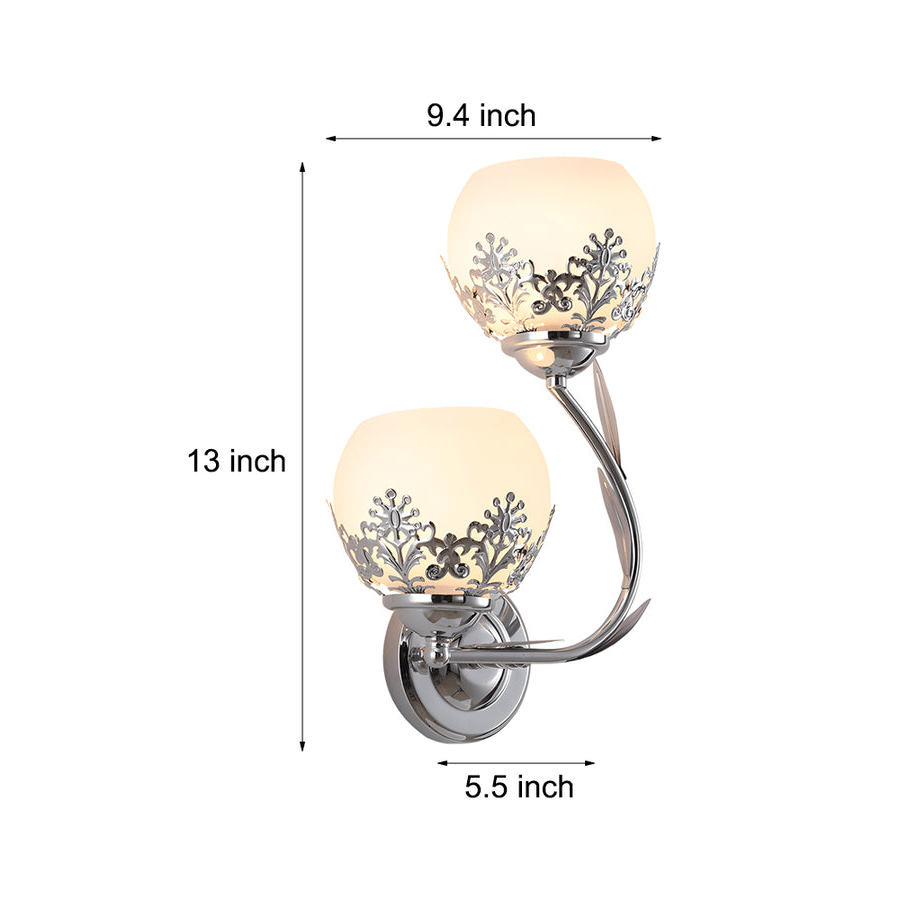 2-Light Glass Flower LED European Style Wall Sconce