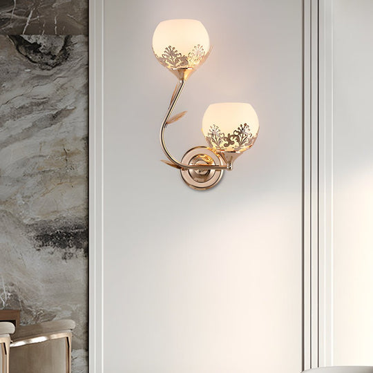 2-Light Glass Flower LED European Style Wall Sconce
