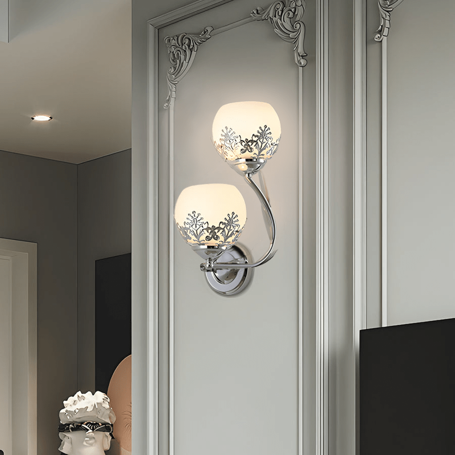 2-Light Glass Flower LED European Style Wall Sconce