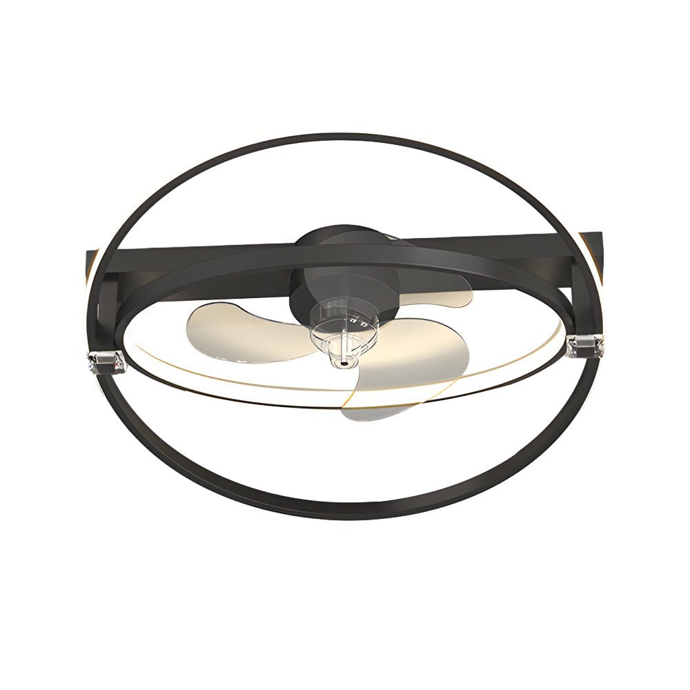 2 Rings Modern Ceiling Fan with Light – Flush Mount Design