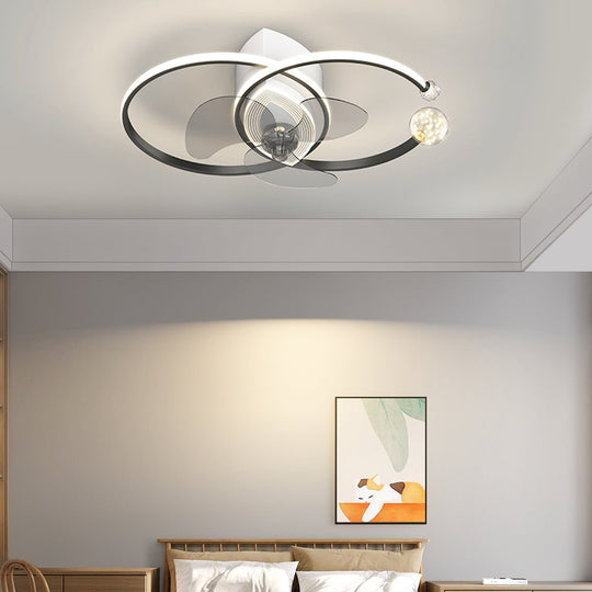 2 Rings Modern Ceiling Fan with 3-Step Dimming Light