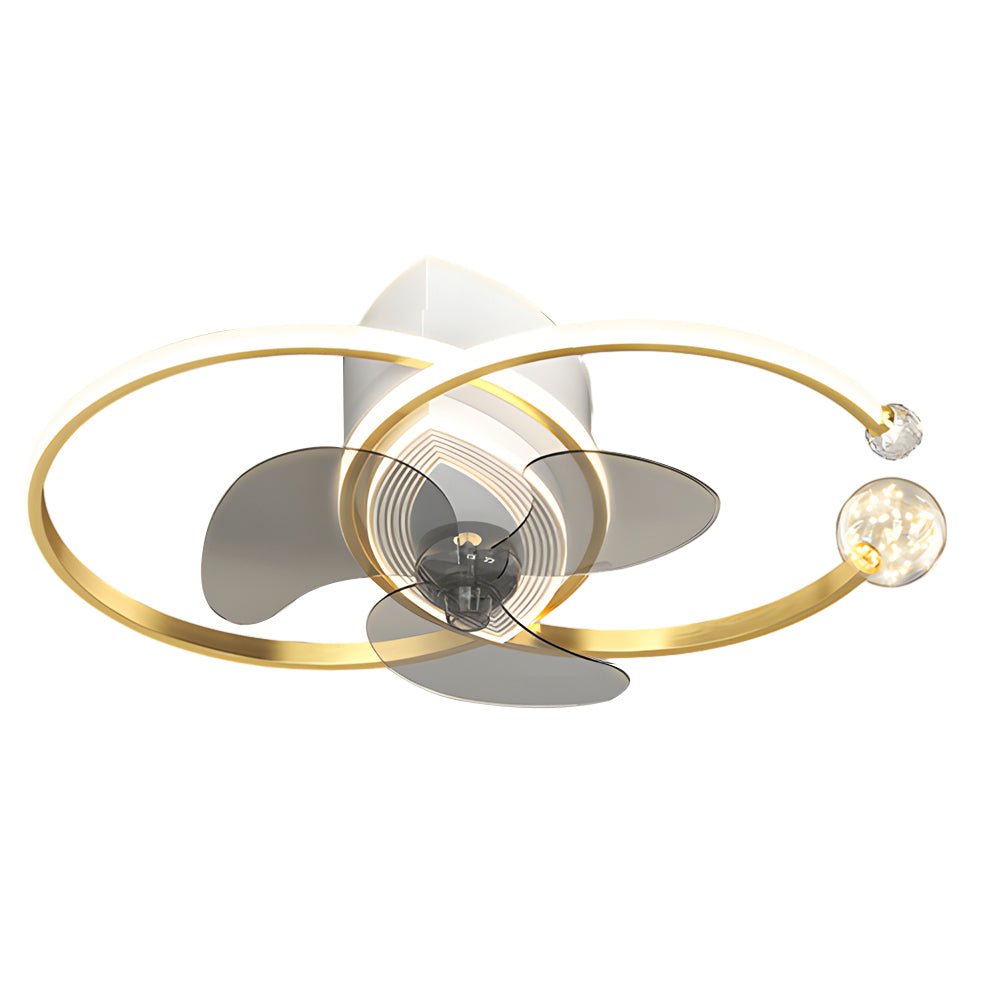 2 Rings Modern Ceiling Fan with 3-Step Dimming Light