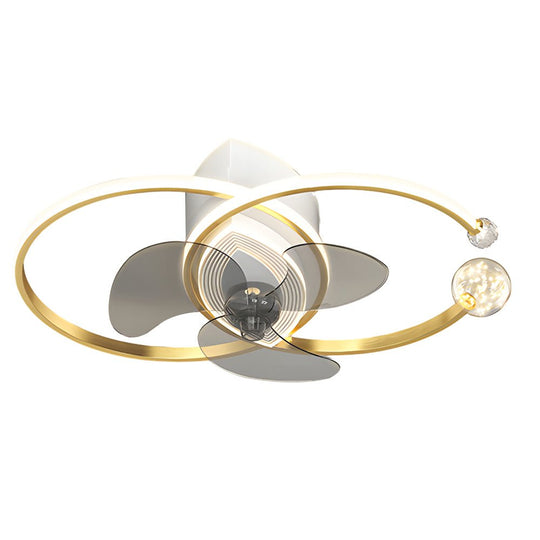 2 Rings Modern Ceiling Fan with 3-Step Dimming Light
